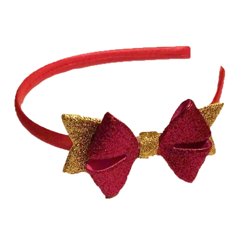 Pink and Gold Sparkle Hair Band with Bow
